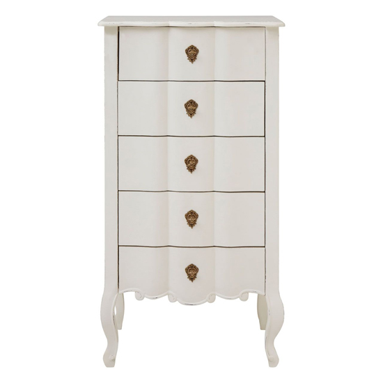 Luria Wooden Chest Of 5 Drawers In White