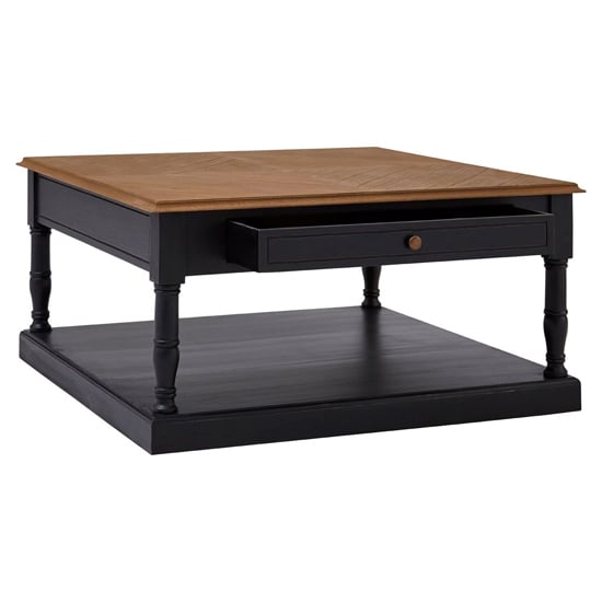 Read more about Luria wooden coffee table with 1 drawer in natural and black