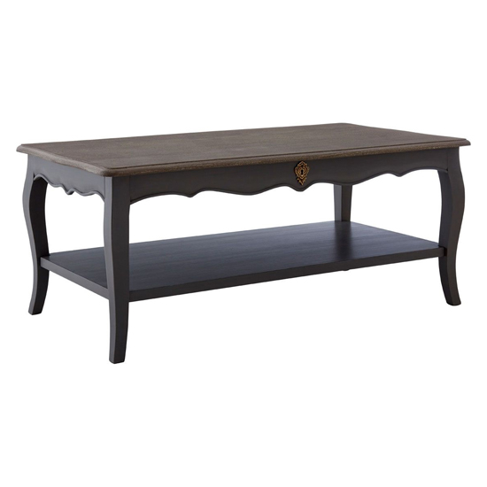 Luria Wooden Coffee Table With Undershelf In Dark Grey