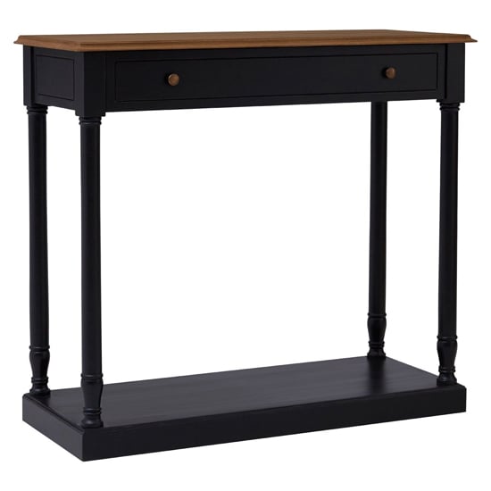 Photo of Luria wooden console table with 1 drawer in natural and black