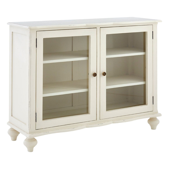 Product photograph of Luria Wooden Display Cabinet With 2 Doors In White from Furniture in Fashion