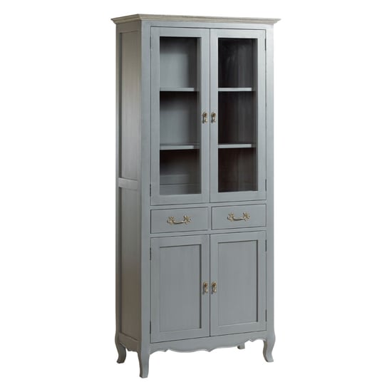Luria Wooden Display Cabinet With 4 Doors And 2 Drawers In Grey