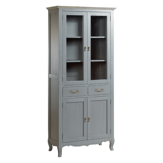 Photo of Luria wooden display cabinet with 4 doors and 2 drawers in grey