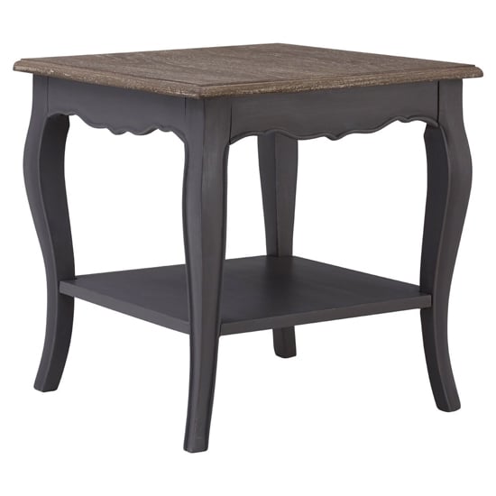Photo of Luria wooden side table with 1 shelf in dark grey