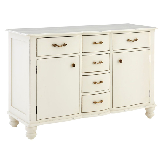 Photo of Luria wooden sideboard with 6 drawers and 2 doors in white