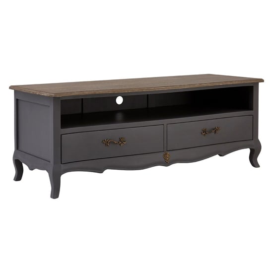 Product photograph of Luria Wooden Tv Stand With 2 Drawers In Dark Grey from Furniture in Fashion