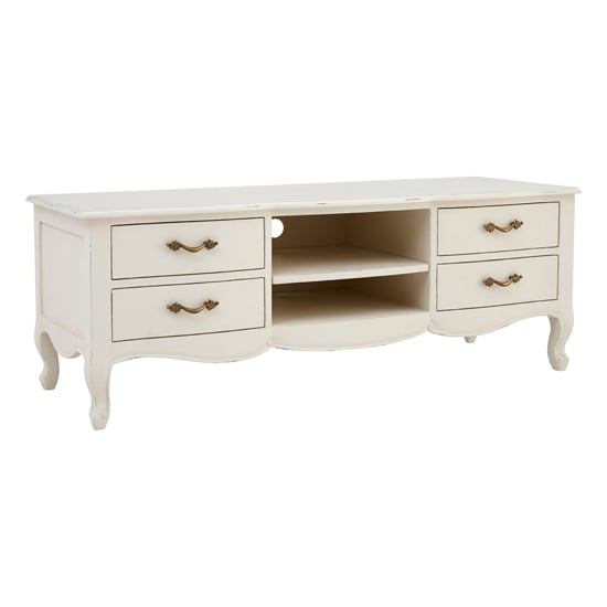 Read more about Luria wooden tv stand with 4 drawers and 2 shelves in white