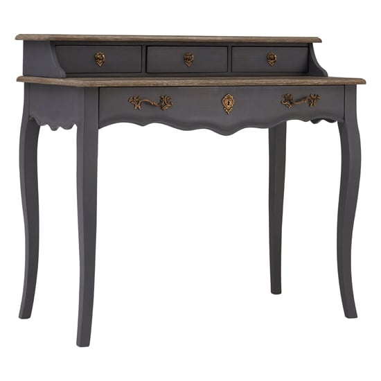 Photo of Luria wooden writing desk with 4 drawers in dark grey