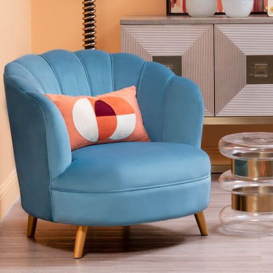 Lusitania Upholstered Velvet Bedroom Chair In Blue
