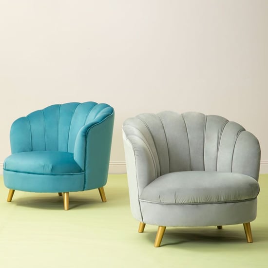 Lusitania Upholstered Velvet Bedroom Chair In Blue