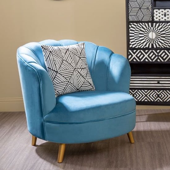 Lusitania Upholstered Velvet Bedroom Chair In Blue