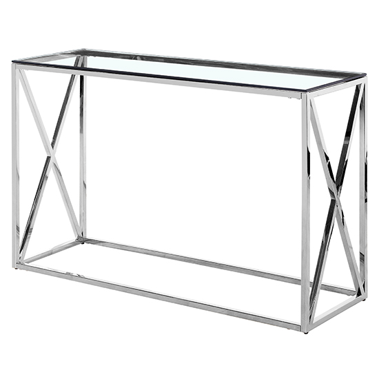 Luss Clear Glass Console Table With Silver Stainless Steel Frame