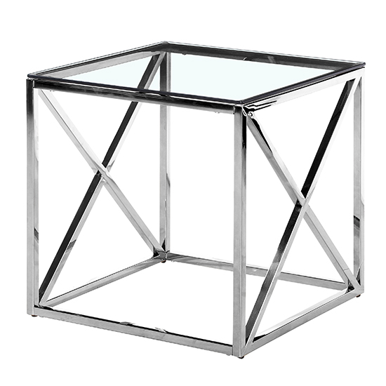 Read more about Luss clear glass side table with silver stainless steel frame