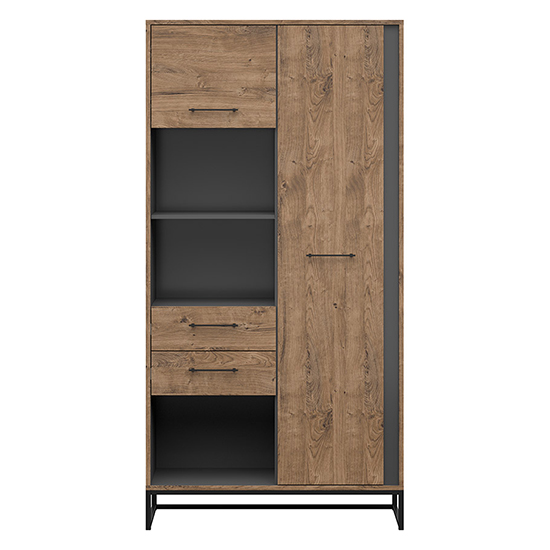 Luton Highboard With 2 Doors 2 Drawers In Graphite And Brown