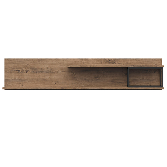 Luton Wooden Wall Shelf In Graphite And Oak Ribbeck Brown Furniture in Fashion