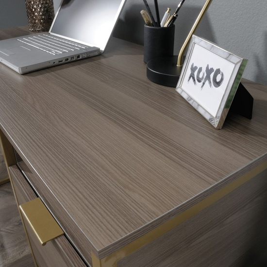 Lemoore Wooden Laptop Desk With 2 Drawers In Diamond Ash