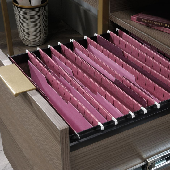 Lemoore Wooden Laptop Desk With 2 Drawers In Diamond Ash