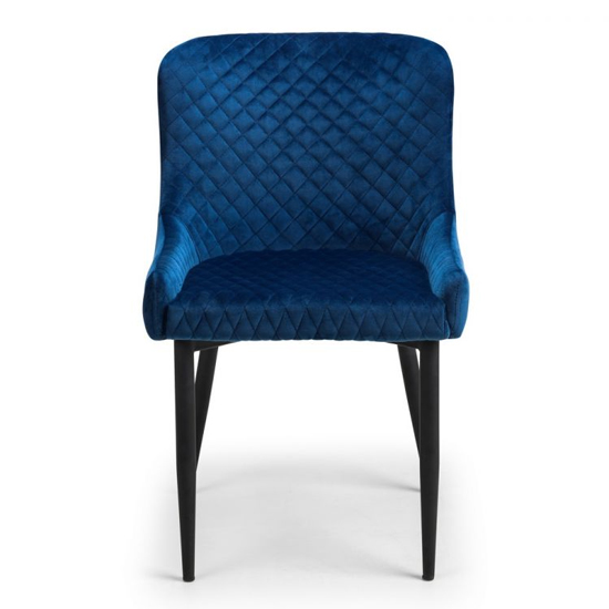 Lakia Blue Velvet Dining Chairs With Black Legs In Pair Furniture in Fashion