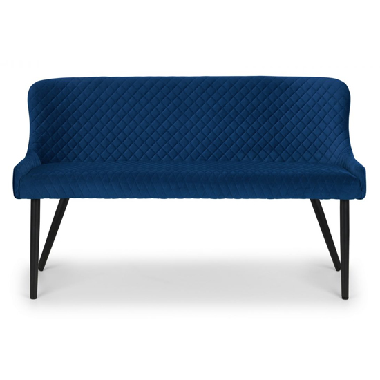 Lakia High Back Velvet Upholstered Dining Bench In Blue_3
