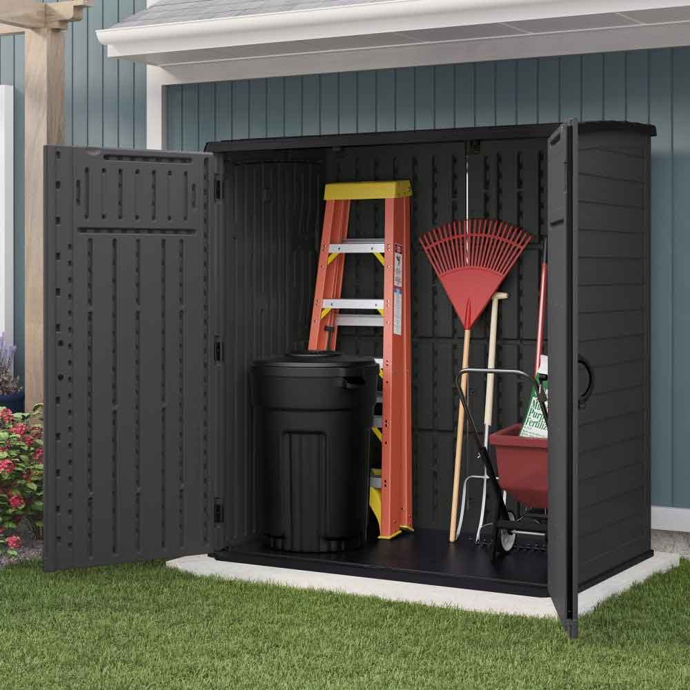 Luxe Large Reinforced Resin Garden Storage Cabinet in Peppercorn Grey