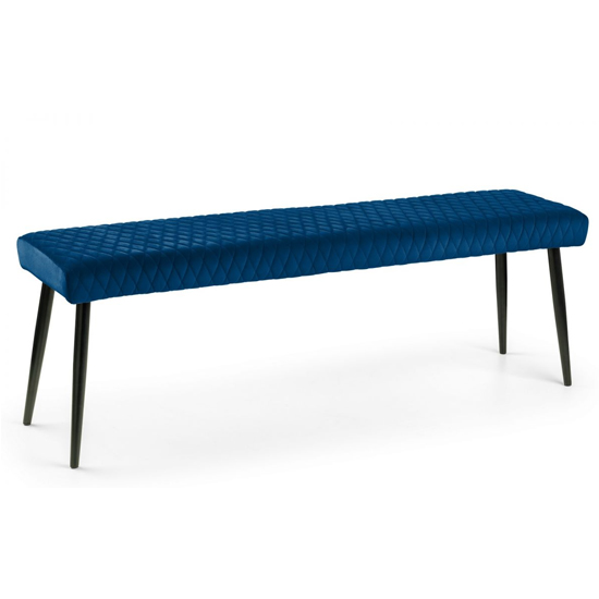 Lakia Low Velvet Upholstered Dining Bench In Blue