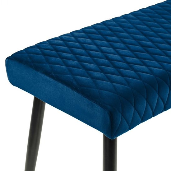 Lakia Low Velvet Upholstered Dining Bench In Blue