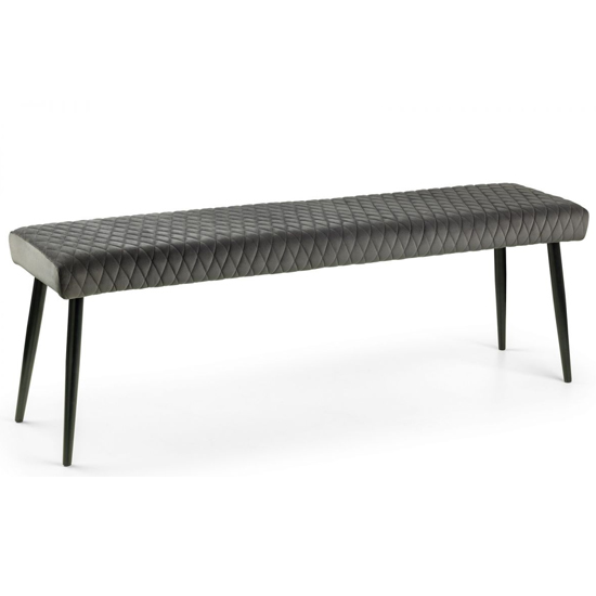 Lakia Low Velvet Upholstered Dining Bench In Grey