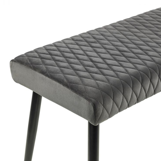 Lakia Low Velvet Upholstered Dining Bench In Grey Furniture in Fashion