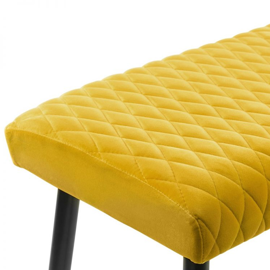 Lakia Low Velvet Upholstered Dining Bench In Mustard