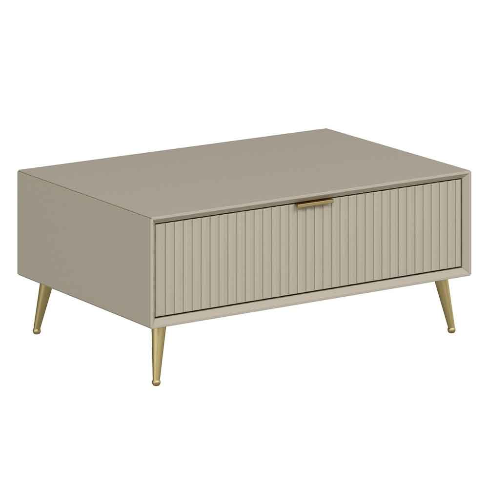 Luxe Wooden Coffee Table in Sandstone and Gold