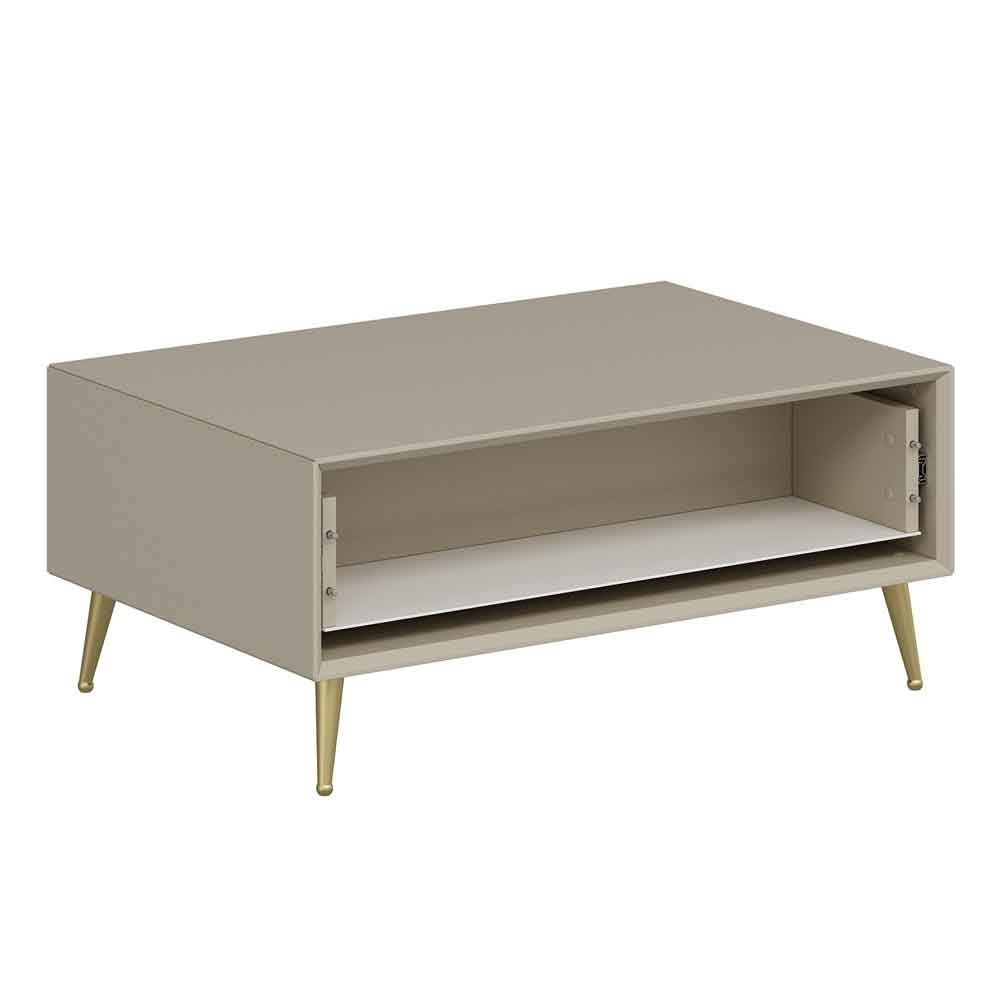 Luxe Wooden Coffee Table in Sandstone and Gold