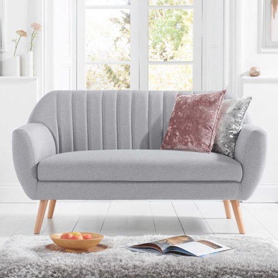 Luxen Linen Fabric Upholstered 2 Seater Sofa In Grey FiF
