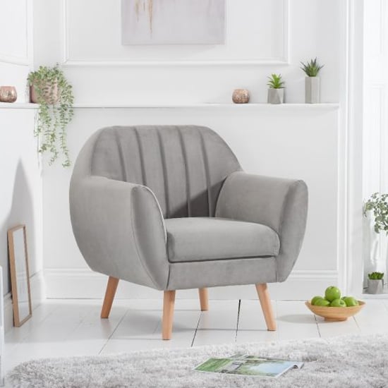 Luxen Velvet Upholstered Armchair In Grey