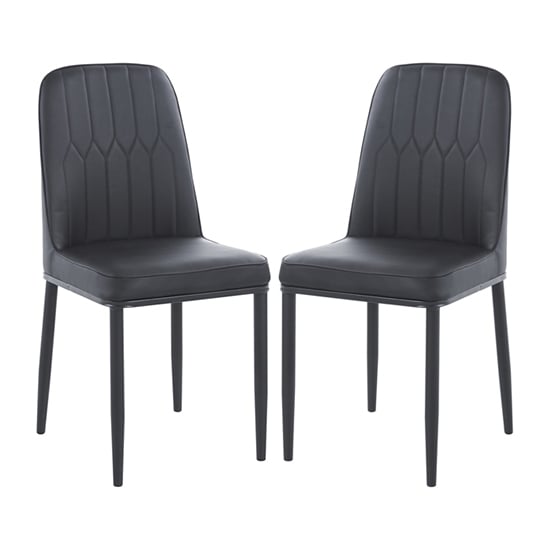 Luxor Black Faux Leather Dining Chairs With Black Legs In Pair