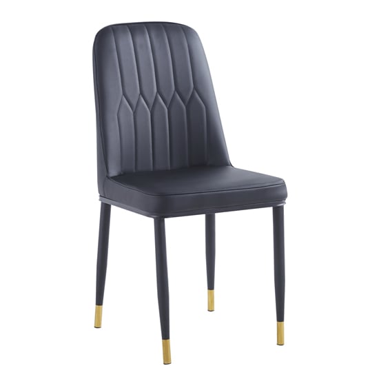 Luxor Faux Leather Dining Chair In Black With Gold Feet