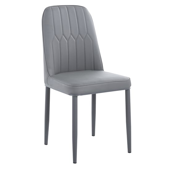 Luxor Faux Leather Dining Chair In Grey With Grey Legs