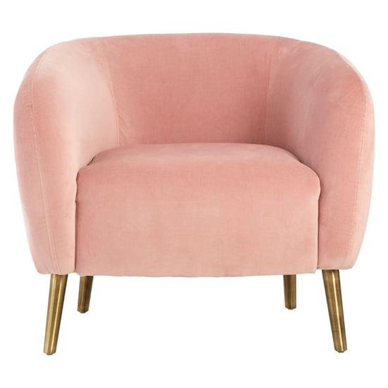Luxury Round Upholstered Velvet Armchair In Pink_2