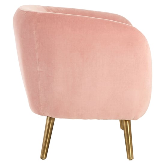 Luxury Round Upholstered Velvet Armchair In Pink_3