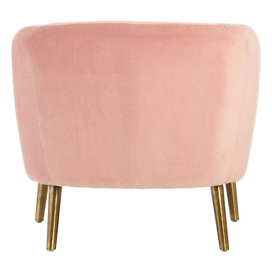 Luxury Round Upholstered Velvet Armchair In Pink_4