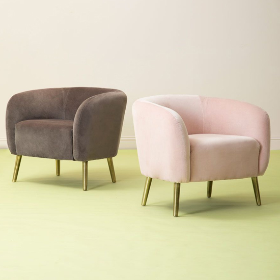 Luxury Round Upholstered Velvet Armchair In Pink_5