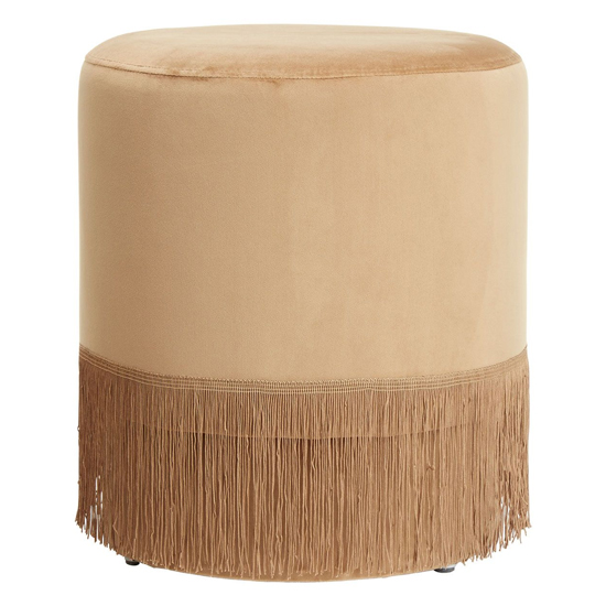 Read more about Luxury round upholstered velvet pouffe in muted mink