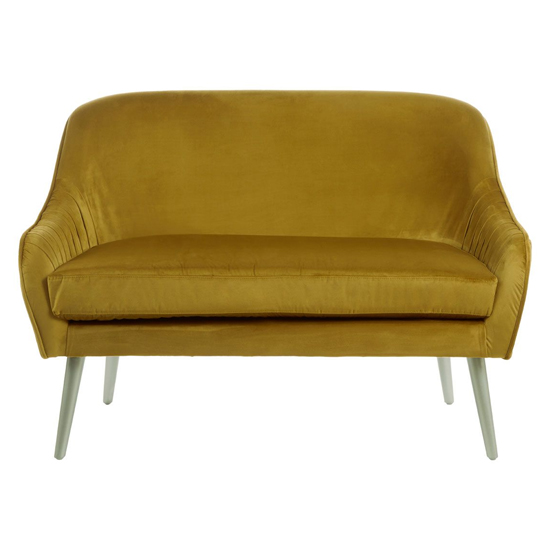 Luxury Upholstered Velvet 2 Seater Sofa In Mustard_2