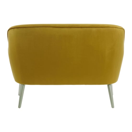 Luxury Upholstered Velvet 2 Seater Sofa In Mustard
