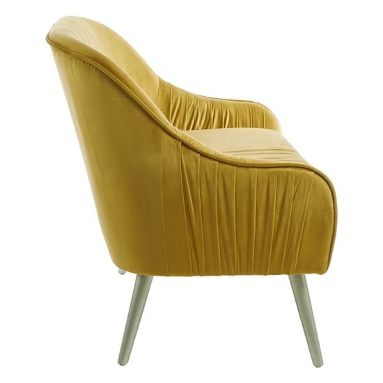 Luxury Upholstered Velvet 2 Seater Sofa In Mustard