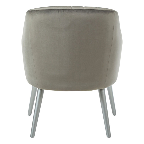 Luxury Upholstered Velvet Armchair With Silver Legs In Grey