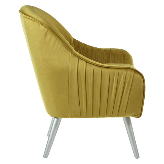 Luxury Upholstered Velvet Armchair With Wooden Legs In Mustard_3