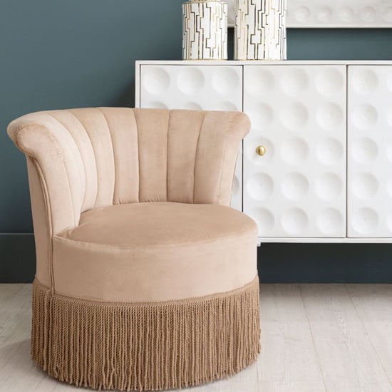 Luxury Velvet Swivel Bedroom Chair In Cream_1