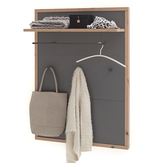 Lviv Wooden Coat Rack With 3 Hooks In Oak And Royal Grey_2