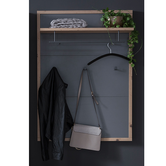 Lviv Wooden Coat Rack With 3 Hooks In Oak And Royal Grey_1