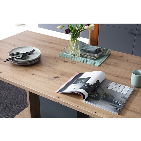 Lviv Rectangular Wooden Dining Table In Oak And Royal Grey_3